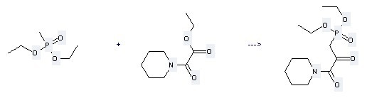 1-Piperidineaceticacid, a-oxo-, ethyl ester can be used to produce (2,3-dioxo-3-piperidin-1-yl-propyl)-phosphonic acid diethyl ester at the temperature of -80 - -50 °C.